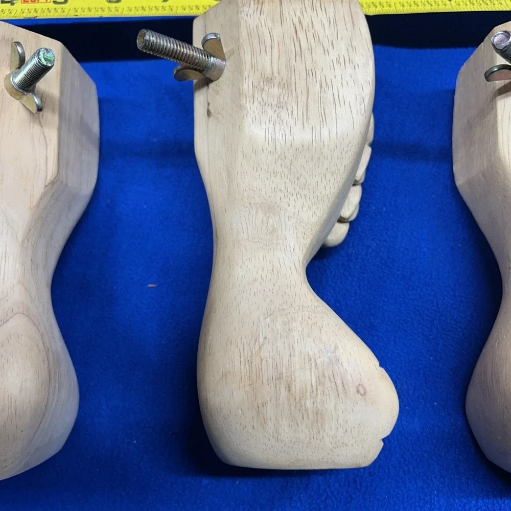 Furniture Legs Set of 4 Solid Wood Hand Carved Wing Nut Fixed Sofa Table Legs